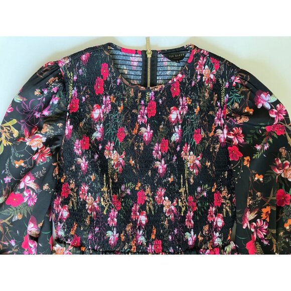 Ted Baker Aerrin Fern Forest Smocked Mini Dress Black TED 3/ US 8 - Picture 5 of 8